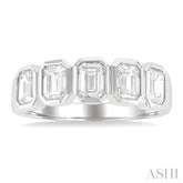1 1/2 Ctw Bezel Set 5-Stone Emerald Cut Diamond Fashion Band in 14K White Gold